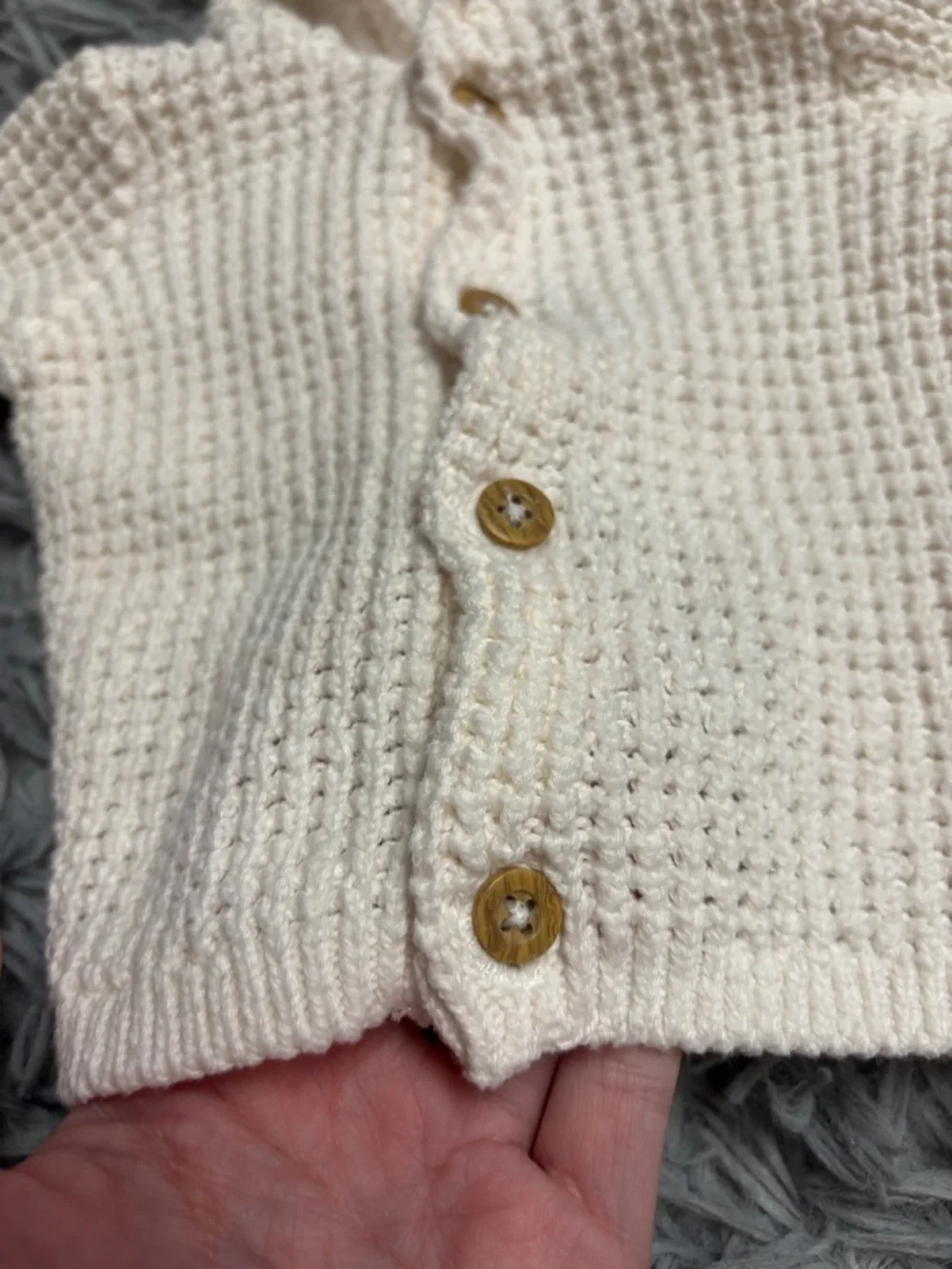 Carter's Cream Knit Hooded Baby Cardigan with Bear Ears